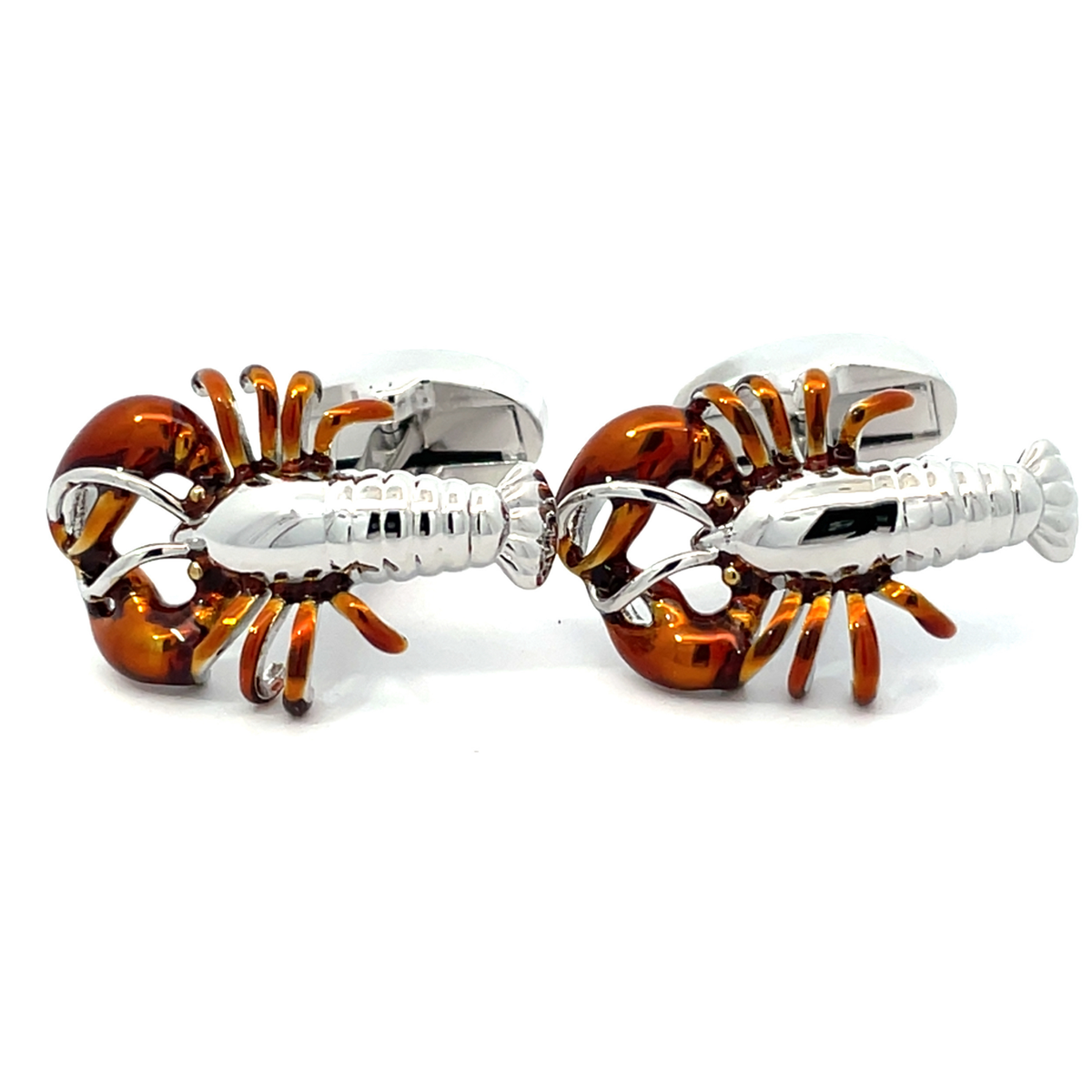 Silver & Orange Lobster Cufflinks