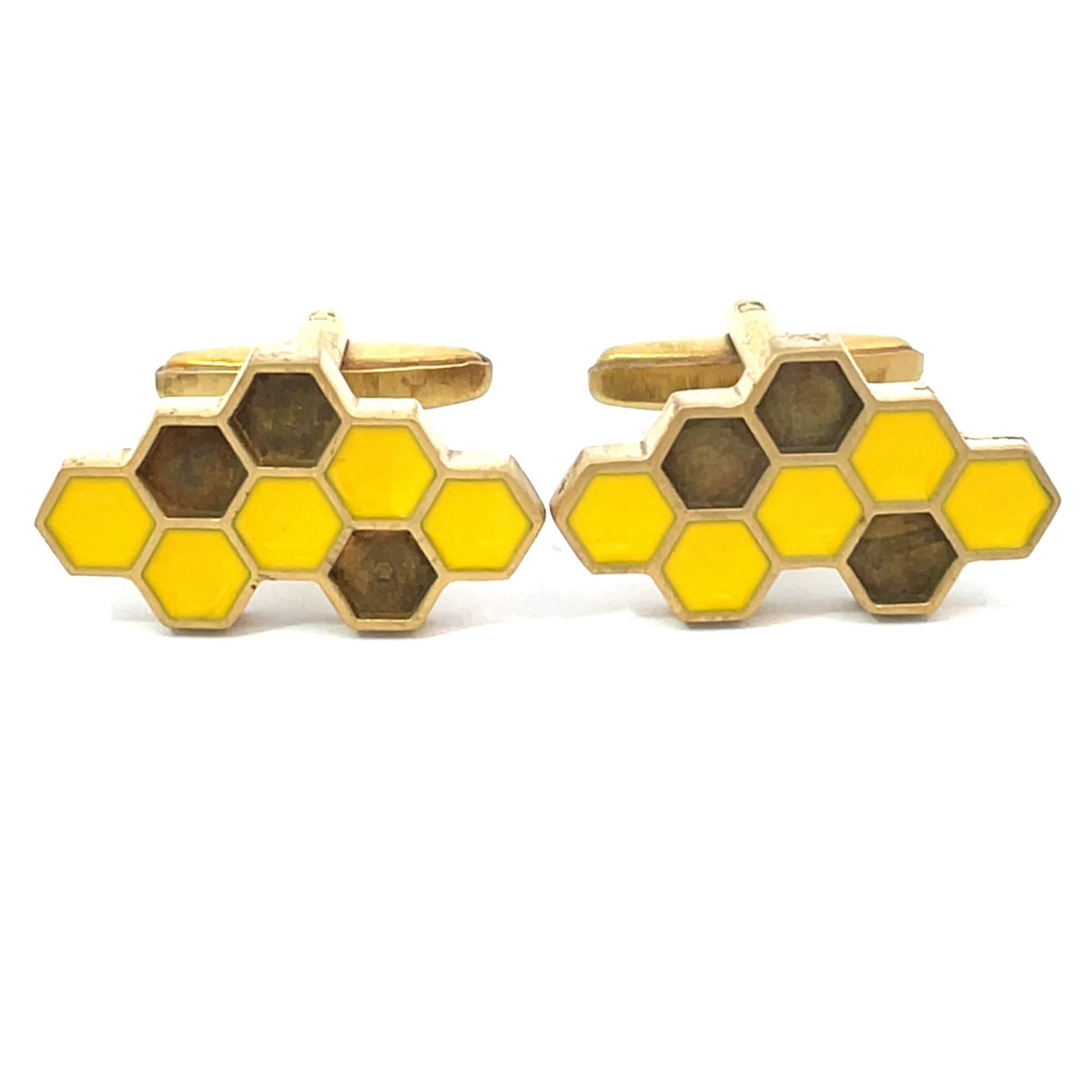 Bees Honeycomb Brushed Cufflinks