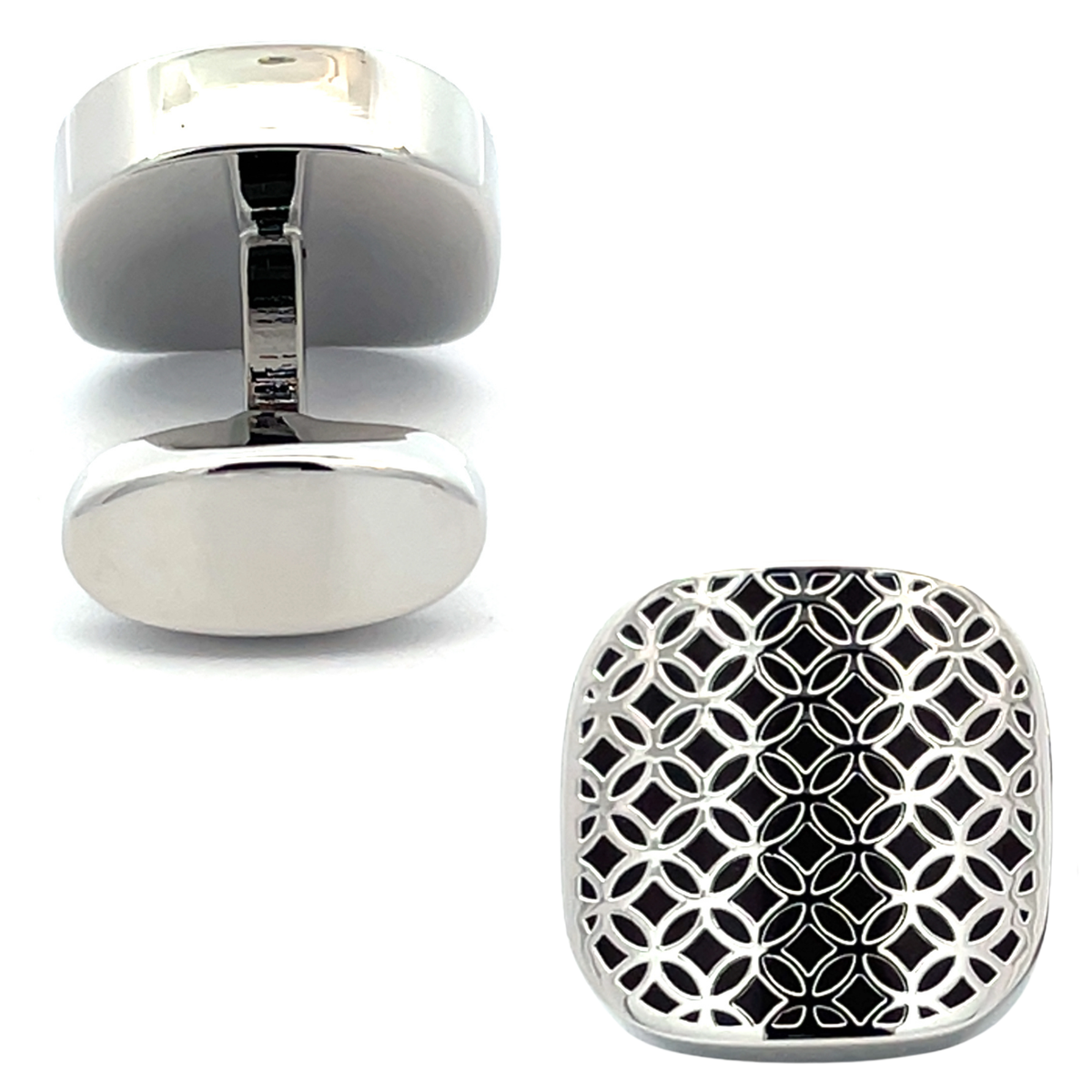 Coffee Enamel & Silver Filagree Design Cufflinks
