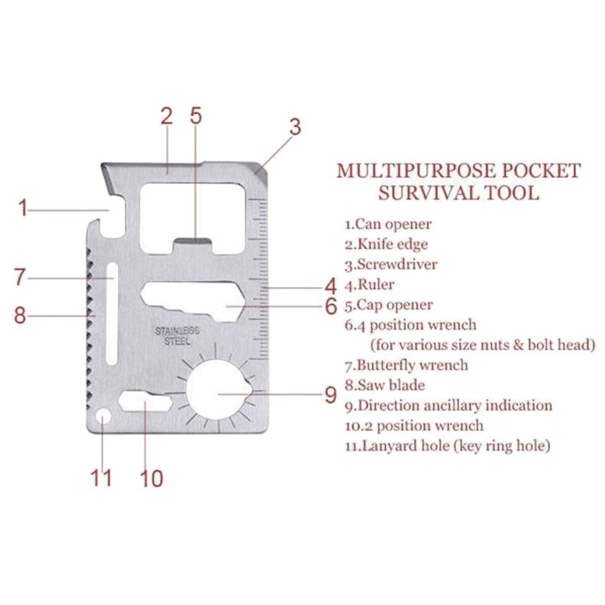 11 in 1 Credit Card Survival Multi Tool Accessories Clinks Australia