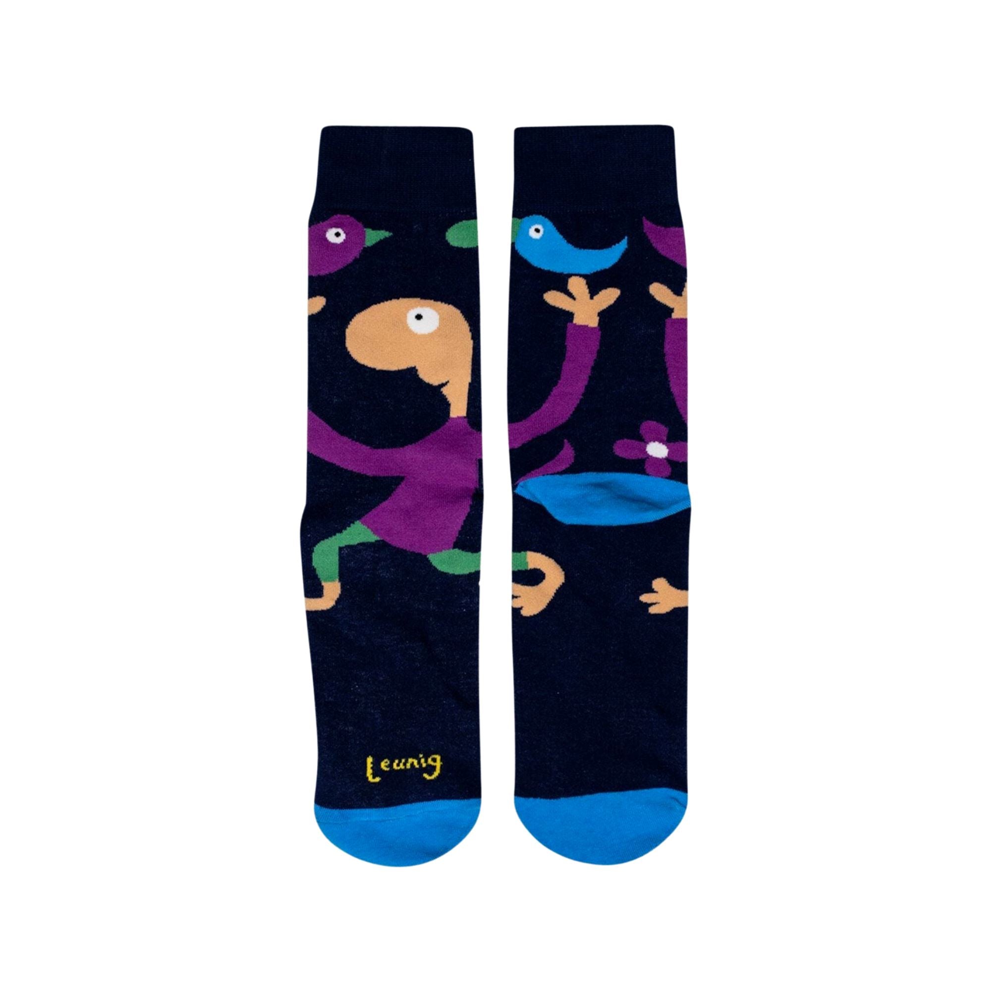 Michael Leunig Running Man Navy Socks Socks Leunig for James Harper