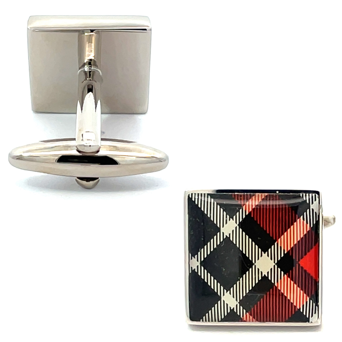 Red Scottish Tartan Plaid Cufflinks