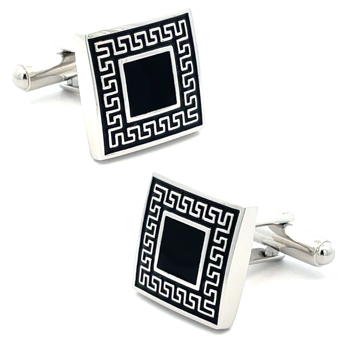 Black Patterned Enamel Cufflinks