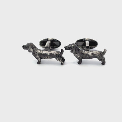 Dachshund Sausage Dog Antique Silver Cufflinks