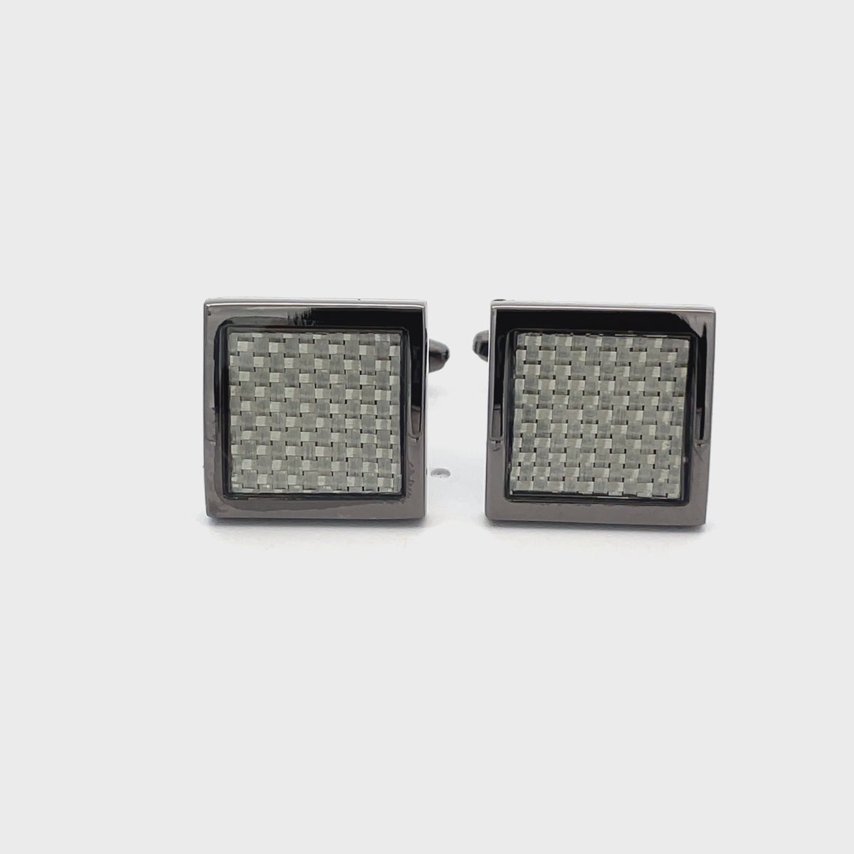 Carbon Fibre in Gunmetal Square Cufflinks