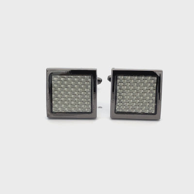 Carbon Fibre in Gunmetal Square Cufflinks