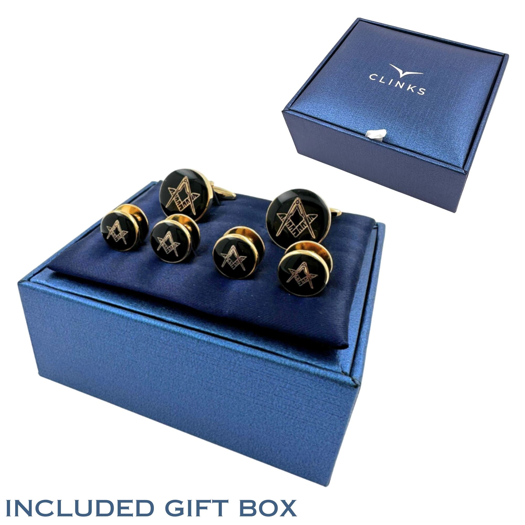 Black Dotted Silver Skull Cufflinks & Stud Set Stud Sets Clinks Australia 
