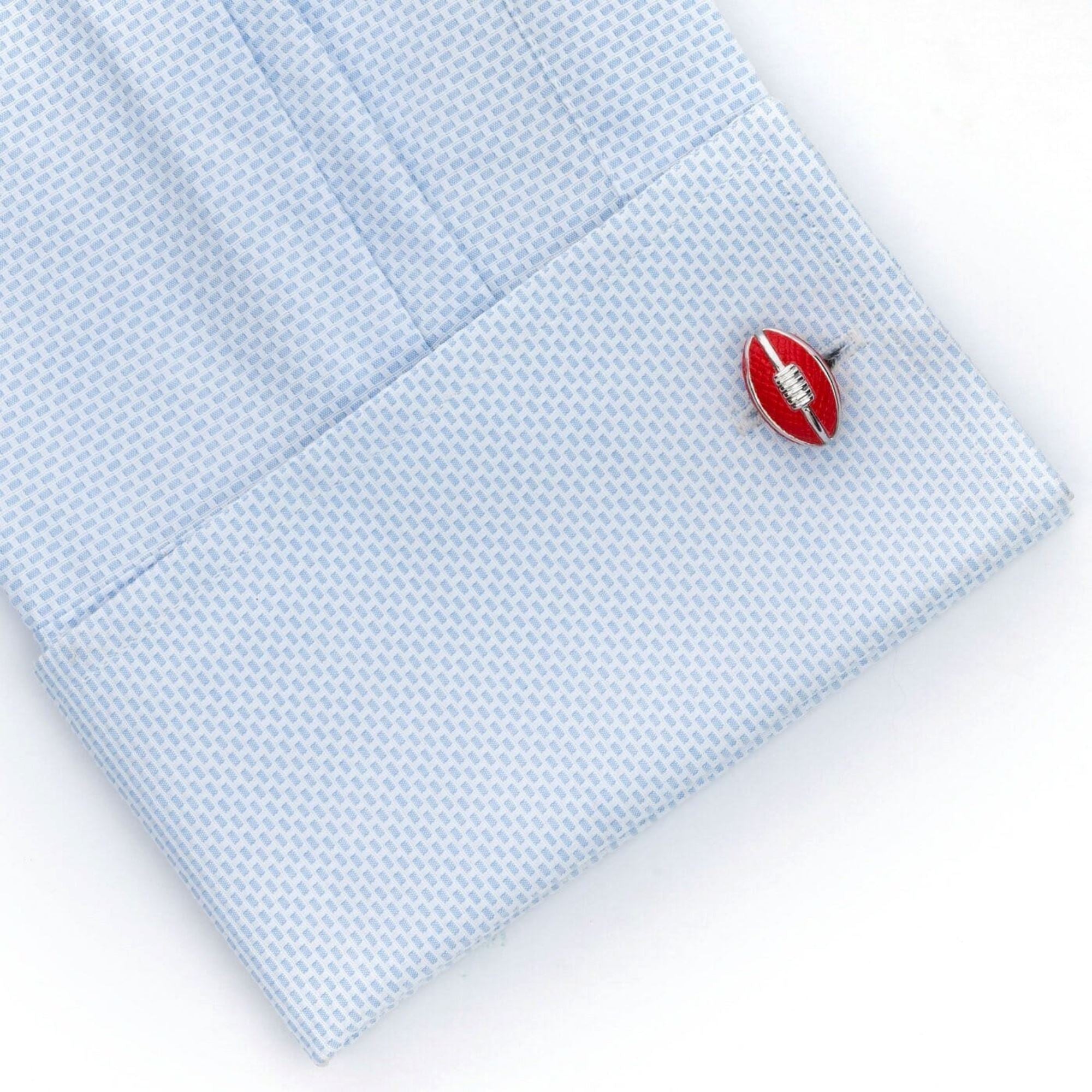 AFL Footy Red Leather Football Cufflinks Novelty Cufflinks Clinks Australia 